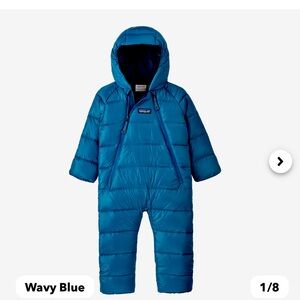 Patagonia Infant Hi-Loft Down Sweater Bunting in Wavy Blue size 18m-24m